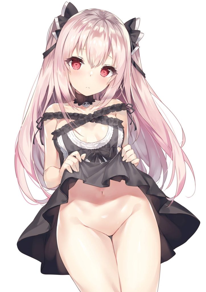 たくし上げの二次元エロ画像。
