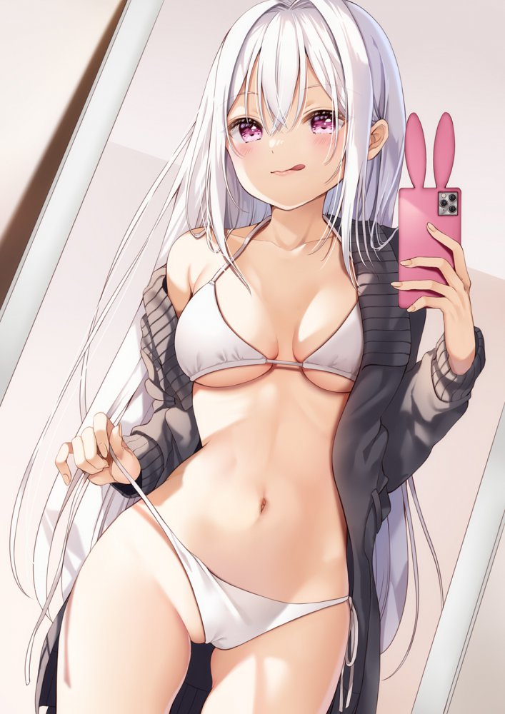 銀髪の可愛い二次元画像。