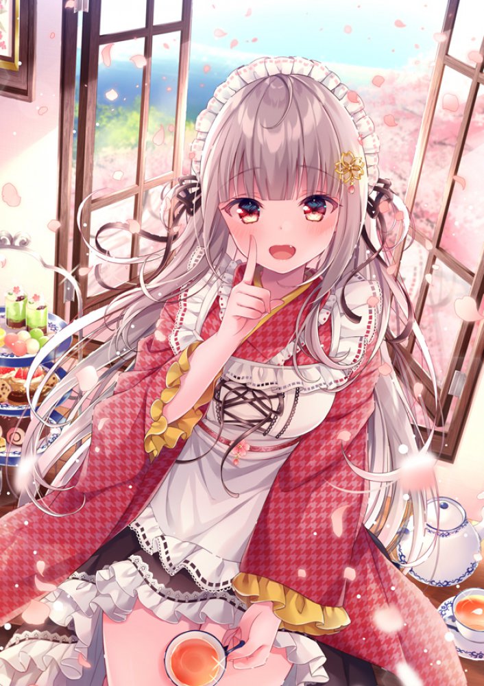銀髪の可愛い二次元画像。