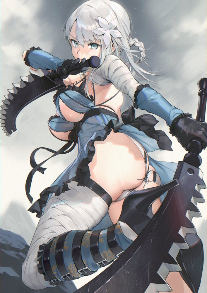銀髪の可愛い二次元画像。