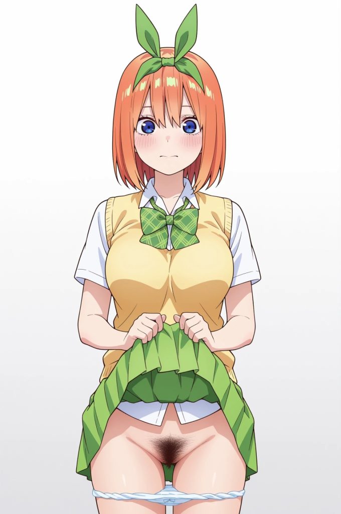 たくし上げの可愛い二次元画像。