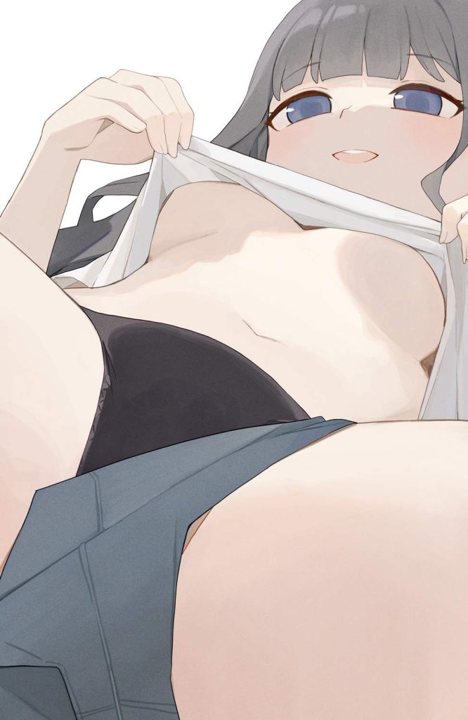 たくし上げの可愛い二次元画像。