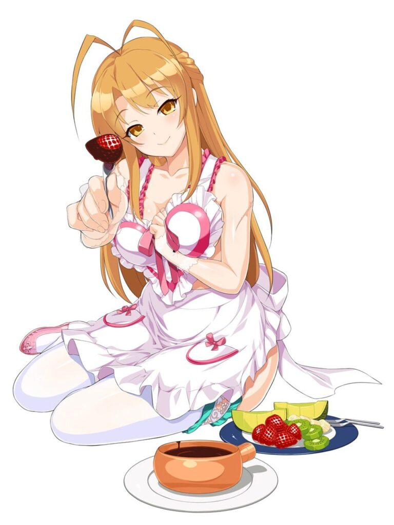 裸エプロンの萌えイラスト