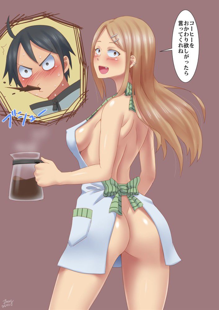 裸エプロンの二次元エロ画像。