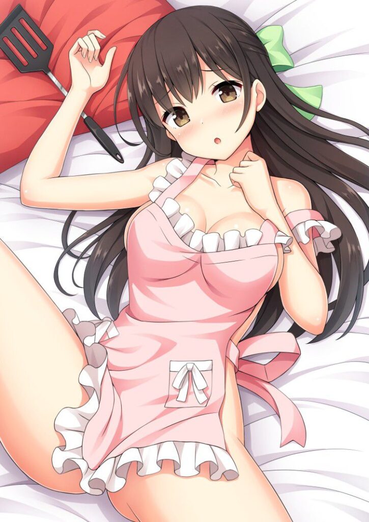 裸エプロンの萌えイラスト