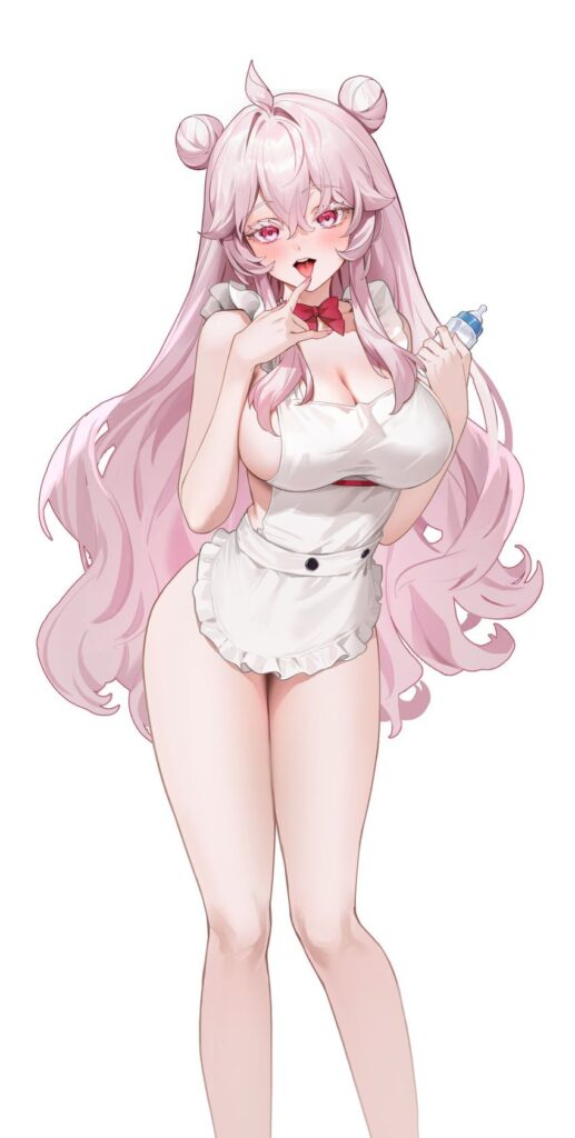 裸エプロンの萌えイラスト