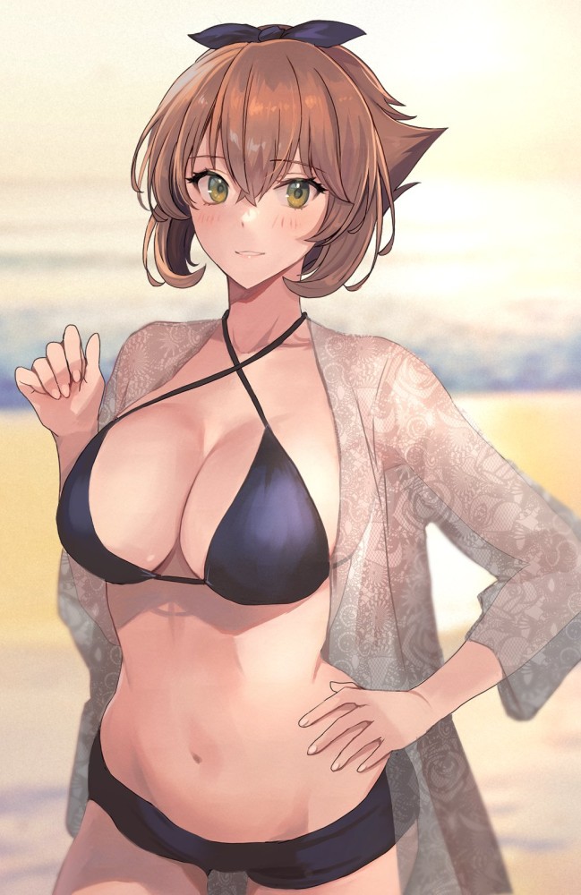ビキニの可愛い二次元画像。