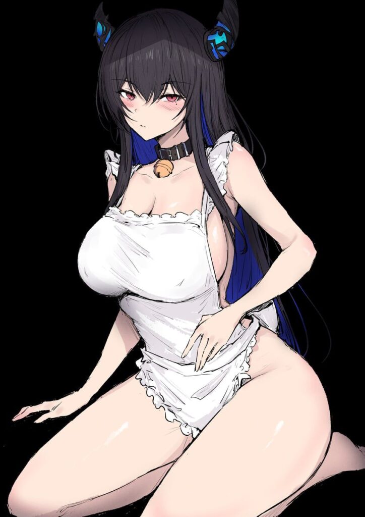 裸エプロンの可愛い二次元画像。