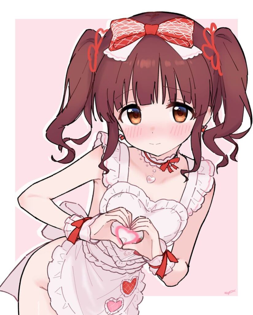 裸エプロンの可愛い二次元画像。