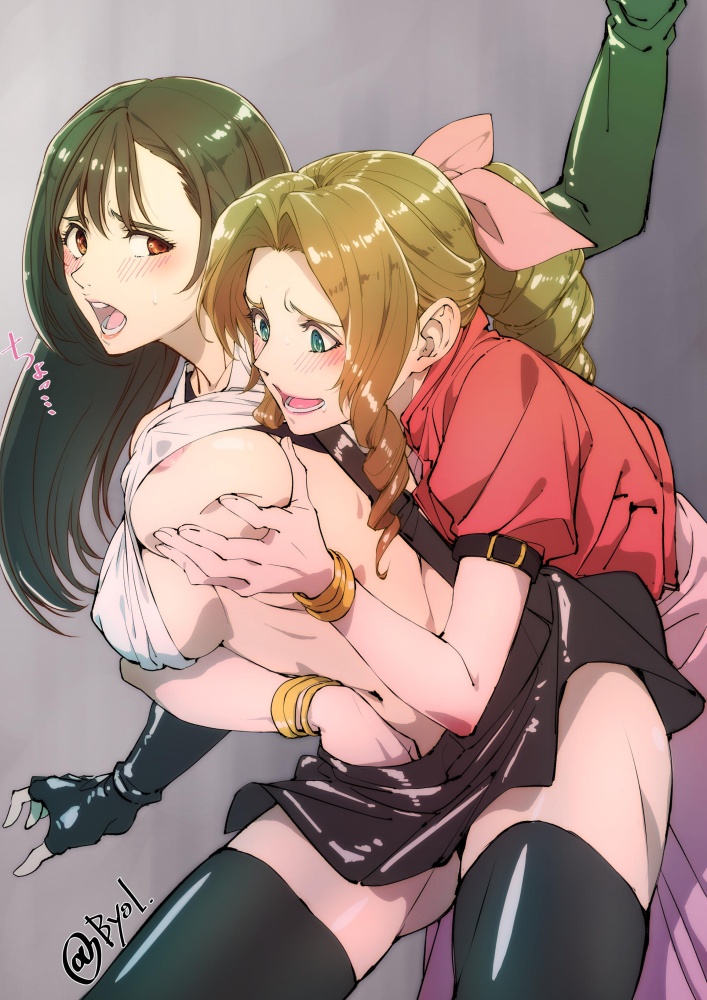 乳揉みの二次元エロ画像。